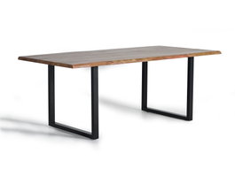Giner y Colomer Mesa Comedor Acacia Natural con Patas Metal Negro 200 x 100 cm